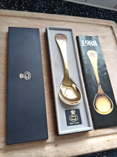 Georg Jensen of Denmark 44 gramme gilded solid silver 1988 spoon in box.