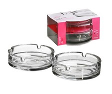 Clear Round Glass Ashtrays Set Of 2 or 4 Smoking Stackable Home Pub Garden