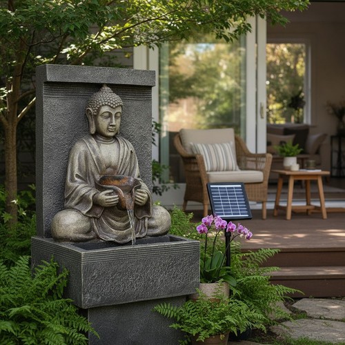 Garden buddha solar fountain - buddha,