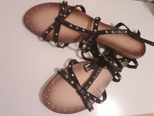 ATMOSPHERE Women's Flat Heel Ladies Sling Back Sandals Black UK 8 EUR 42