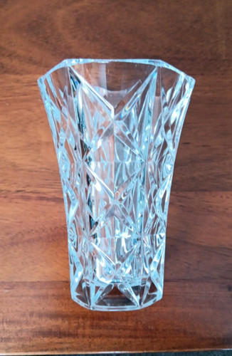 Heavy cut glass vase - glass,