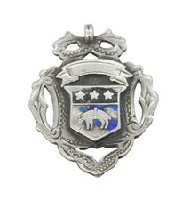 Victorian Sterling Silver Enamel Sporting Fob Medal Antique c1900