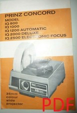Instructions slide projector PRINZ CONCORD IQ 800 1000 1200 2000 2500 - EMail/CD