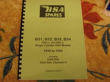 BSA B31 B33 GOLD STAR MODELS PARTS BOOK MANUAL 1949-53 MC574-3 - BP41