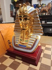 Vittorio Sabadin Porcelain Egyptian Pharaoh Tutankhamun Bust Sculpture On Plinth