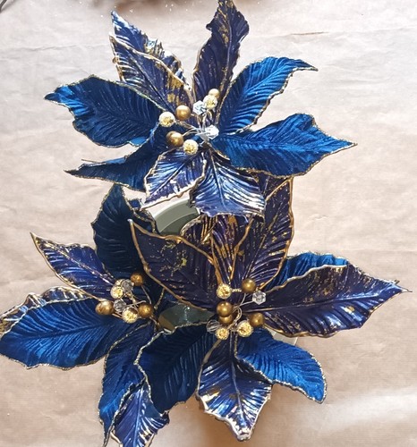 Blue artificial poinsettia - blue,