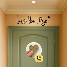 Bye Love You Wooden Script Sign Hallway Home Door Wall Decor Sticker MADE IN UK