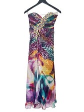 Tony Bowls Purple Watercolor Leopard Print Prom Dress Long Formal Gown Size 2