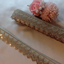 4 Meters Fancy Light Gold Embroidery (Bridal Saree Sew On Trim Edge Border Lace