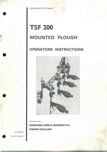 Ransomes mounted plough tsf200 - ransomes,
