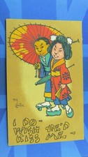 Reg Carter Comic Postcard 1910s Japanese Geisha Girl Parasol Geta Shoes Hair Pin