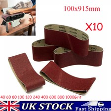 10X 100x915mm Sanding Belts Grinding 40 60 80 100 120 240 400 600 800 1000 Grit