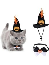  Dog Halloween Cat Bow Tie Hat