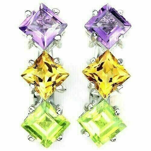 Silver earrings amethyst - silver,