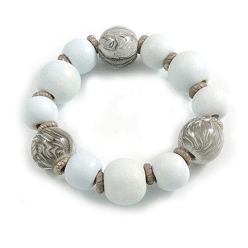 Wood bead with animal print - bead,