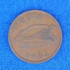 Irish 1D Penny Coin - 1941