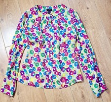 Armani jeans chiffon keyhole long sleeve multicoloured shirt womens size eu44