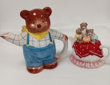 2 Ceramic Bear Shaped Teapots