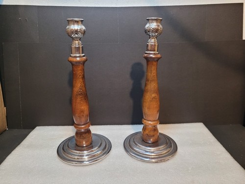 Vintage wooden silver tone - +,