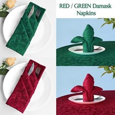 Damask Napkin Red Green Christmas Dinner Table Linen Serviettes Jacquard Cloth