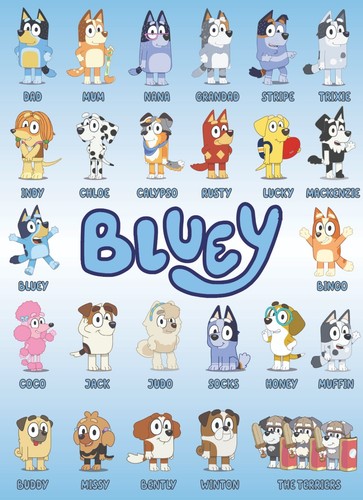 Bluey characters posters ready - bluey,