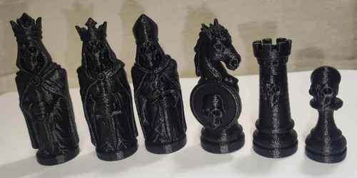Skeleton knights chess set - skeleton,