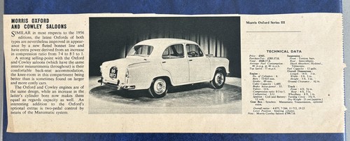 Car advert 1956 morris oxford - car,