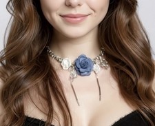 Rose Flower Denim Choker Zara