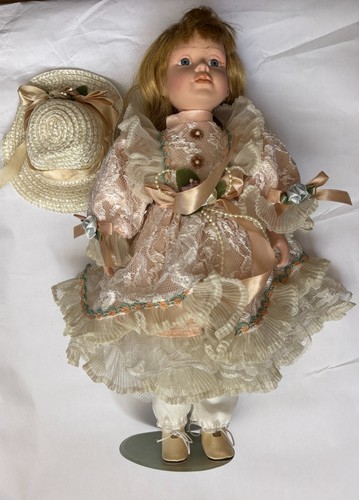 Porcelain doll with hat - porcelain,
