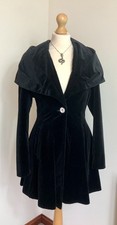 Wallis Vintage Velvet fit & flare riding Opera coat huge shawl collar Size 8