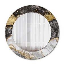 Round wall mirror in marble and gold effect. 50cm diameter