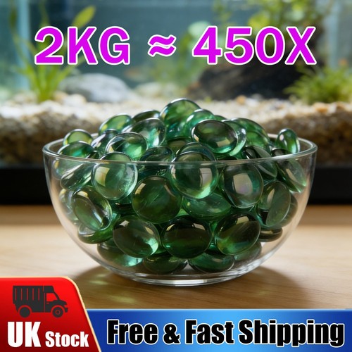 Green glass nuggets pebbles - green,