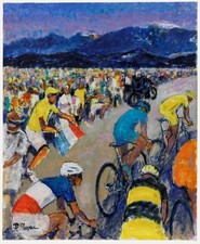 Pierre Neveu (b.1929) - Contemporary Oil, The Cyclists