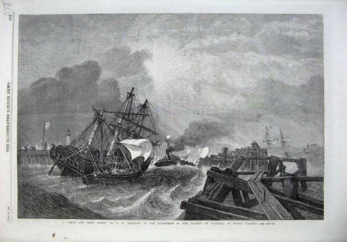 Old antique print 1868 - antique,