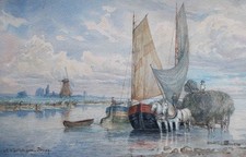 River landscape windmill - landscape,