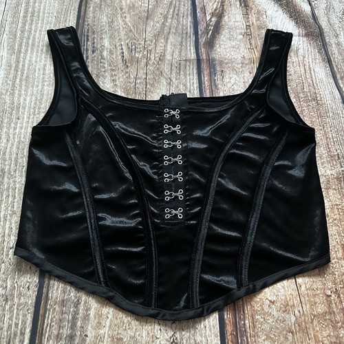 Black satin velvet corset crop - velvet,