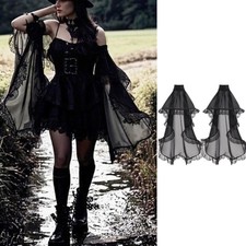 Victorian Long Tulle Sleeves Chiffon Detachable Gloves for Women Wedding Dress