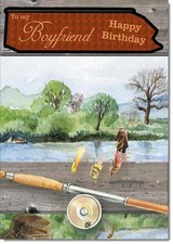 Doodlecards Boyfriend Birthday Card Fishing