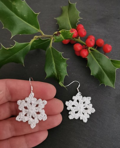 Hand crochet snowflakes - hand,