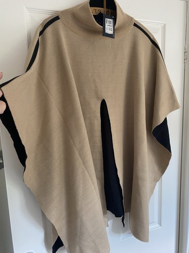 Knitted cape camel black - m&s,