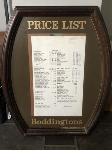Boddingtons vintage rare menu - boddingtons,