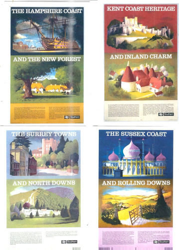 Railway poster 4 postcards - railway,
