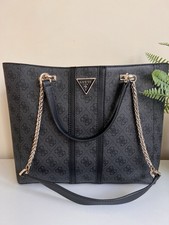 Guess Genuine Black Grey Monogram Guess Print Women’s Shoulder Bag Handbag