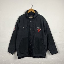 Chicago Bulls Jacket Vintage 90s NBA black Nutmeg Large Hooded 