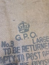 Vintage G.P.O. No.3 Large, General Post Office Brown Hessian Mail Sack 28"x31½"
