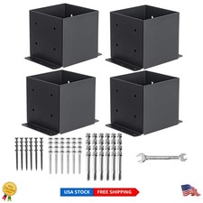 6x6 Post Anchor Bracket Kit - Solid Steel, Rustproof, Easy Installation - 4 Pcs