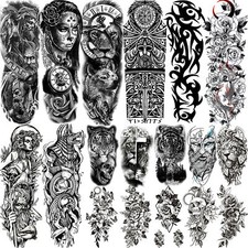 Full Arm Temporary Tattoos Sleeve for Men Women Realistic Fake Tatoo Sticker