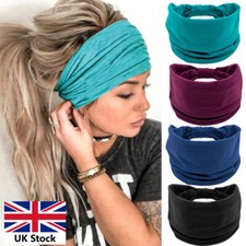 Women Wide Yoga Headband Stretch Hairband Elastic Floral Plain Head Wrap Turban
