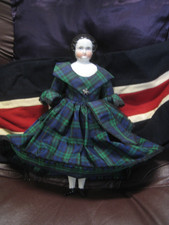 14" High Antique China Head & Limbs Doll With Kid Body