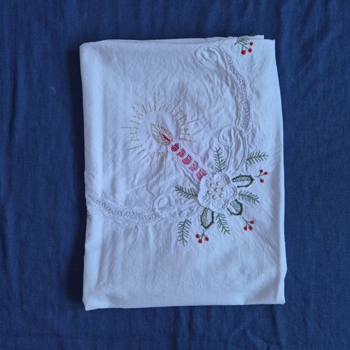 Vintage cotton embroidery xmas - embroidery,